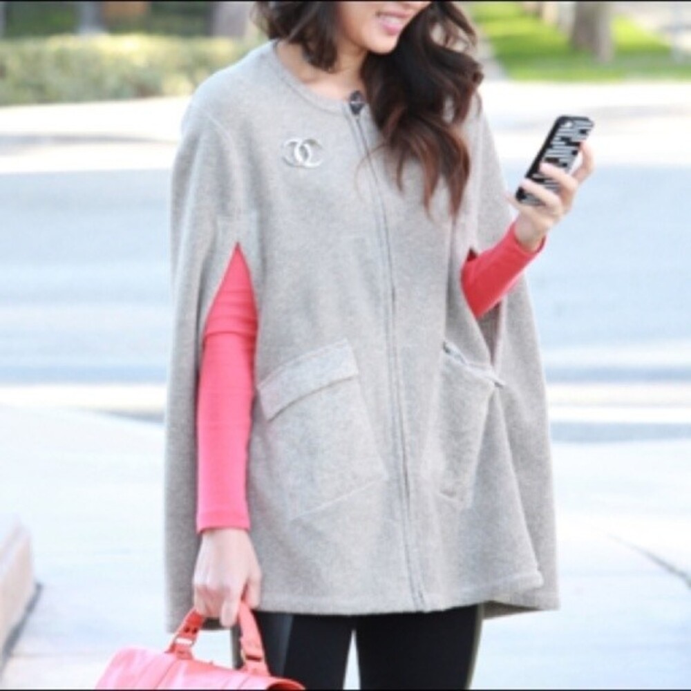 Anthropologie Saturday Sunday Whimbrel Fleece Grey Cape L NWOT